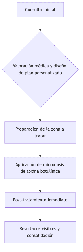 Diagrama de flujo del proceso de tratamiento de Baby Botox