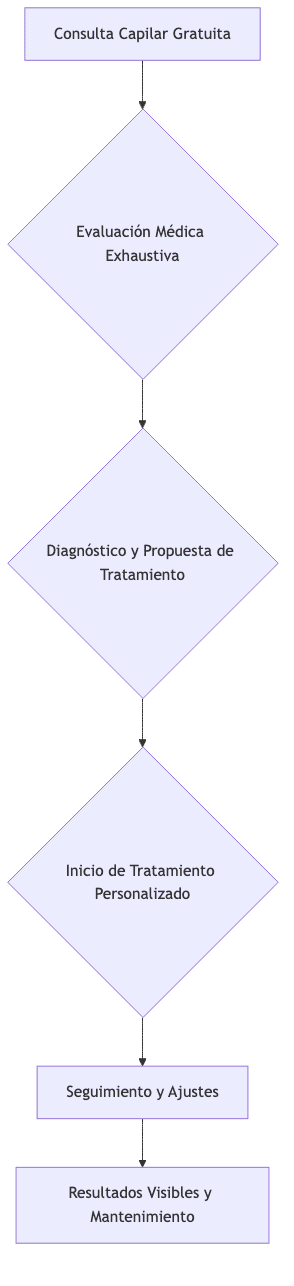 Flow of care for hair loss at Santé Clínica Estética