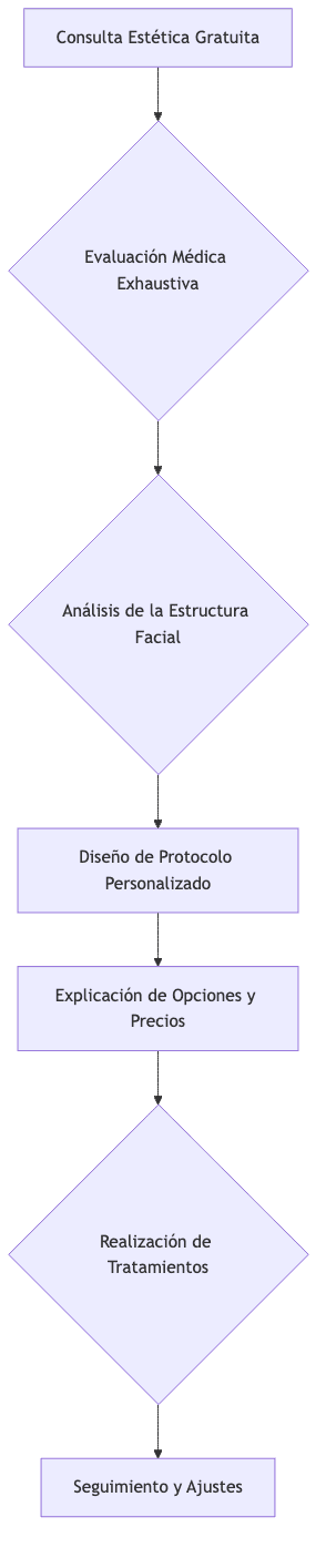 Diagrama de flujo del proceso de consulta y tratamiento en Santé Clínica Estética para la cara Ozempic.
