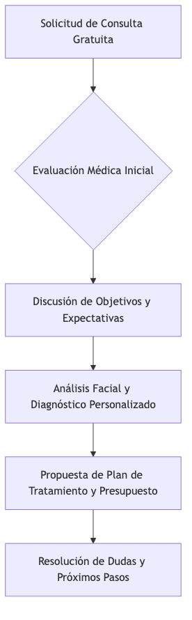 Diagrama de flujo del proceso de consulta estética en Santé.