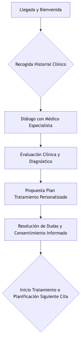 Flujo de la primera consulta estética en Santé Clínica Estética