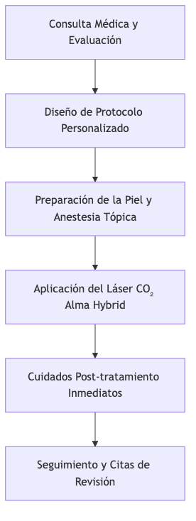 Flujo del tratamiento con láser CO2 Alma Hybrid