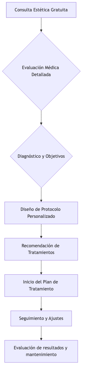 Diagram of the skin recovery process at Santé Clínica Estética, from initial consultation to results evaluation and maintenance.