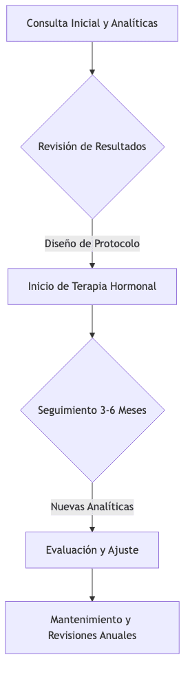 Hormone therapy follow-up flow at Santé Clínica Estética